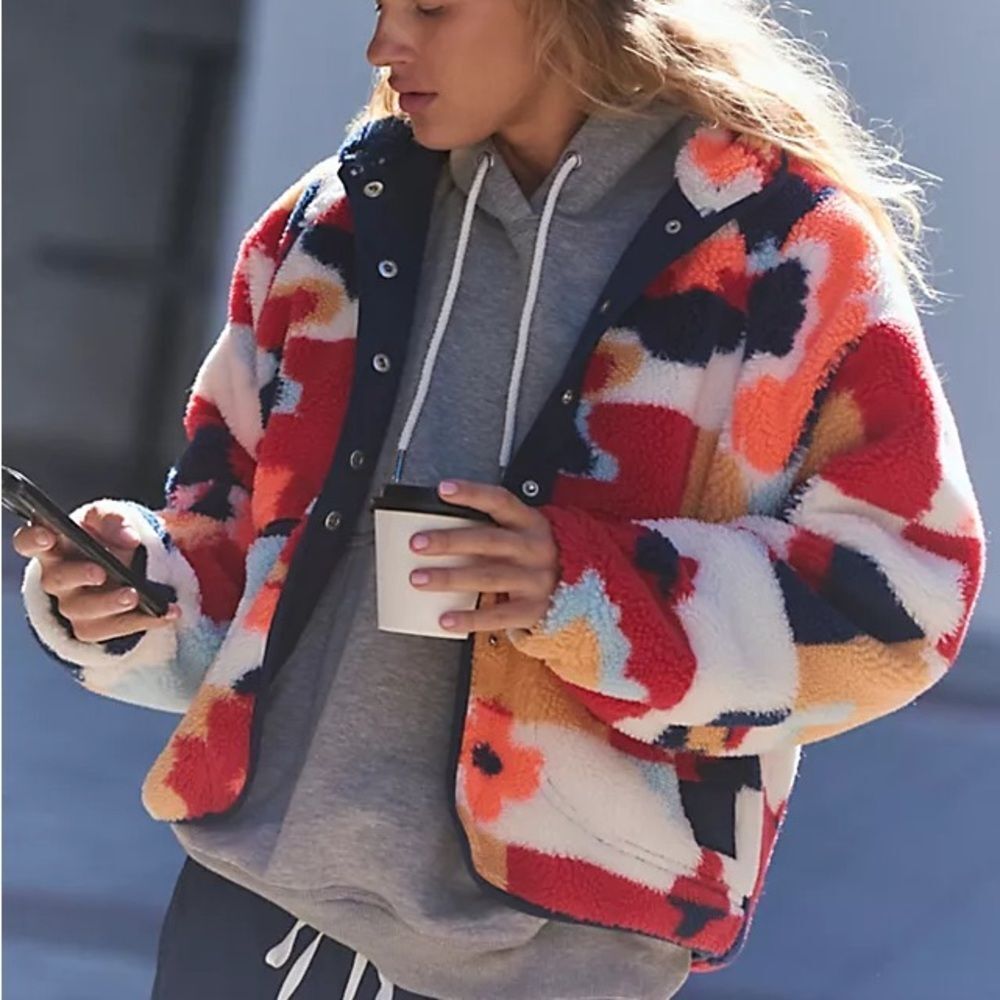 Free People Hit The Slopes Printed Fleece Jacket